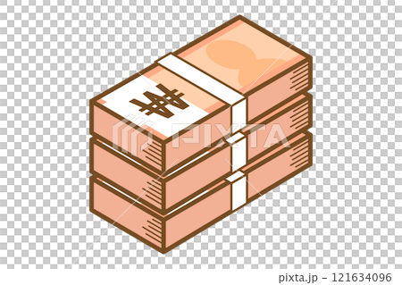 Illustration of stacked Korean won bills 121634096