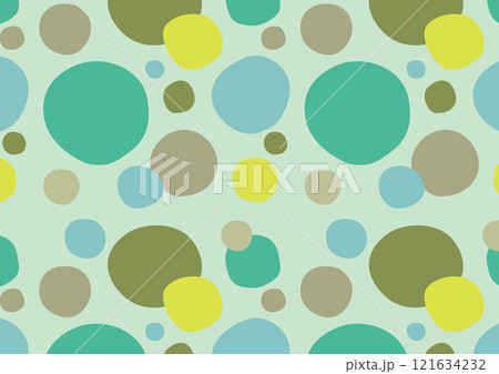 素朴な丸の北欧風パターン_グリーン系 121634232