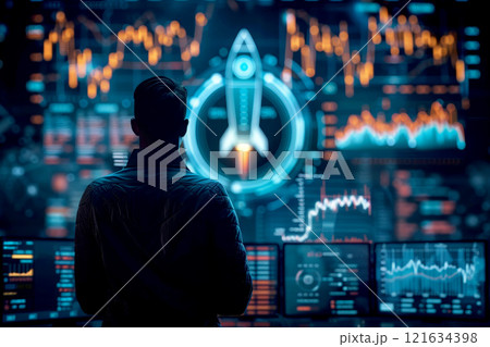 Startup business concept, Businessman monitor dashboard . Strategic planning and business success Ai Generated 121634398