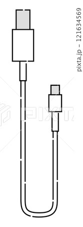 充電コードのイラスト シンプル おしゃれ 破線	 121634569