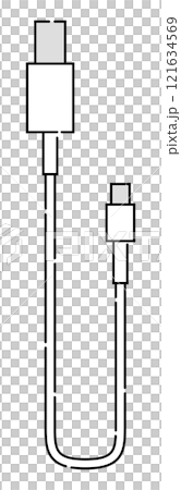 充電コードのイラスト シンプル おしゃれ 破線	 121634569