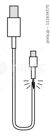 充電コードのイラスト シンプル おしゃれ 破線 故障 121634570