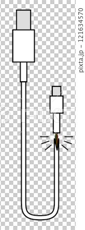 充電コードのイラスト シンプル おしゃれ 破線 故障 121634570