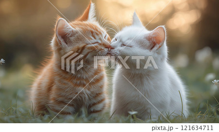 寄り添う2匹の猫 寄り添う2匹の猫 121634711