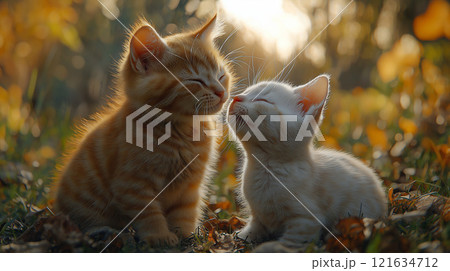 寄り添う2匹の猫 寄り添う2匹の猫 121634712