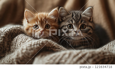 寄り添う2匹の猫 121634718