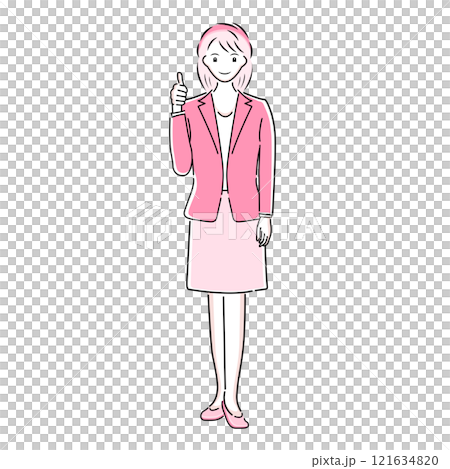 Illustration of a businesswoman posing with a smile 121634820