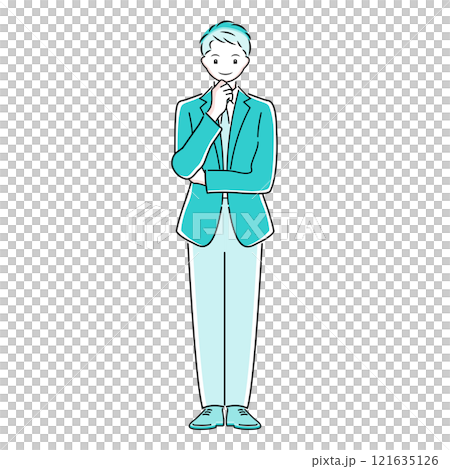 考えるビジネスマンのポーズのイラスト 考えるビジネスマンのポーズのイラスト 121635126