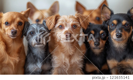 並んでいる犬 121635141
