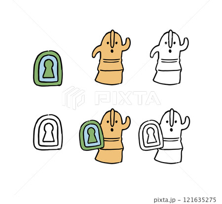 踊る埴輪と古墳のイラストレーションセット 121635275