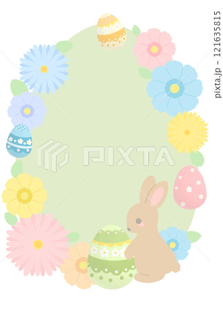 イースターエッグとうさぎと花のイースターイラスト 121635815