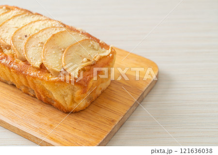 apple loaf crumbled on wood board apple loaf crumbled on wood board 121636038