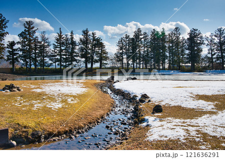 冬の毛越寺 大泉が池への遣水 冬の毛越寺 大泉が池への遣水 121636291