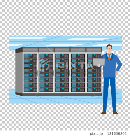 Data center server room and man Data center server room and man 121636803