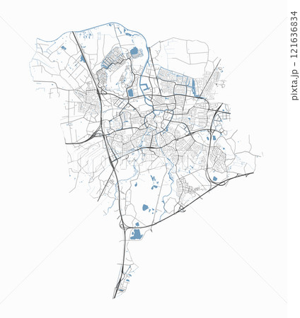 Map of Breda, Netherlands. Detailed city map, metropolitan area. Map of Breda, Netherlands. Detailed city map, metropolitan area. 121636834
