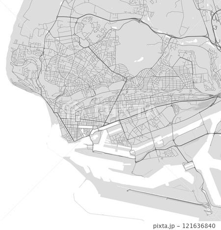 Grayscale Le Havre map, city in France. Streetmap municipal area. 121636840