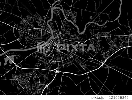 Map of Limerick, Ireland. Black and white city map, metropolitan area. 121636843