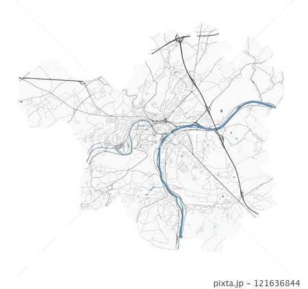 Map of Namur, Belgium. Detailed city map, metropolitan area. 121636844