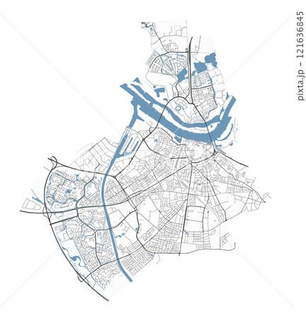 Map of Nijmegen, Netherlands. Detailed city map, metropolitan area. 121636845