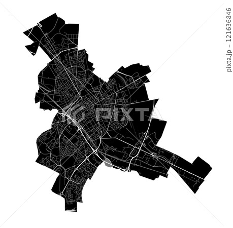 Map of Reims, France. Black and white city map, metropolitan area. 121636846