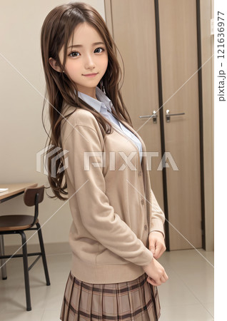 ロングヘアの女子高生 ロングヘアの女子高生 121636977