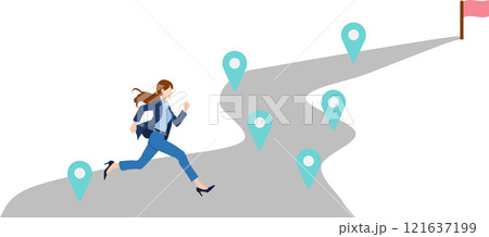 目標達成へのロードマップのイラスト 目標達成へのロードマップのイラスト 121637199
