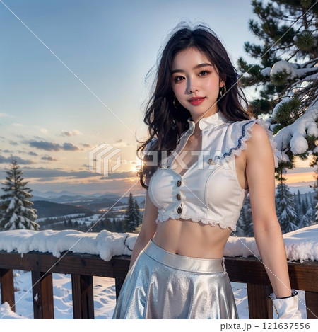 青空と雪景色　黄昏て！！　ー 121637556
