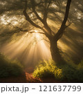 tree, sunset, nature, trees, landscape, sun, forest, sky, sunrise, light, silhouette, autumn, sunlight, mist, fog, morning, branch, winter, scene, green, park, fall, beautiful 121637799