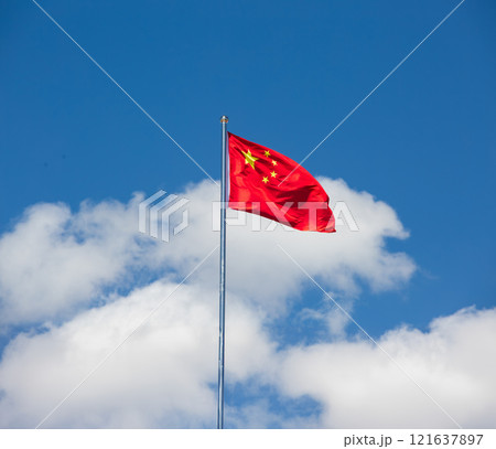 China flag waving in the wind. China flag waving in the wind. 121637897