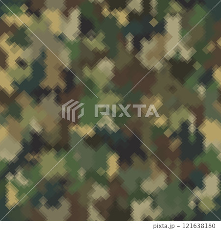 Abstract seamless pattern with khaki colored chaotic overlap tiles on dark 121638180