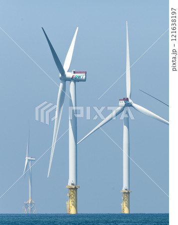 View of the Offshore wind power systems off the western coast of Taiwan. 121638197