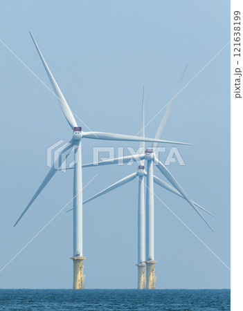 View of the Offshore wind power systems off the western coast of Taiwan. 121638199