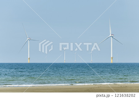 View of the Offshore wind power systems off the western coast of Taiwan. View of the Offshore wind power systems off the western coast of Taiwan. 121638202