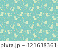 猫のかわいい北欧風パターン_グリーン 121638361