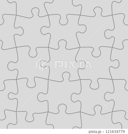 Clay render of seamless repeatable jigsaw puzzle pattern - 3D illustration Clay render of seamless repeatable jigsaw puzzle pattern - 3D illustration 121638779