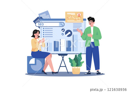 SEO Strategy Illustration concept on white background SEO Strategy Illustration concept on white background 121638936