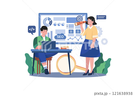 SEO Monitoring Illustration concept on white background 121638938