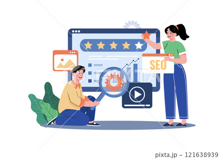 SEO Ranking Illustration concept on white background 121638939