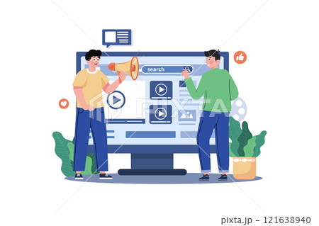 Video Marketing Illustration concept on white background Video Marketing Illustration concept on white background 121638940