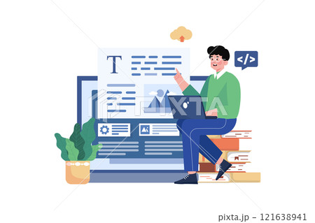 SEO Content Illustration concept on white background SEO Content Illustration concept on white background 121638941