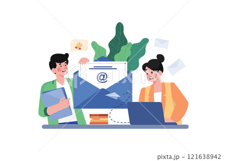 Email Marketing Illustration concept on white background Email Marketing Illustration concept on white background 121638942