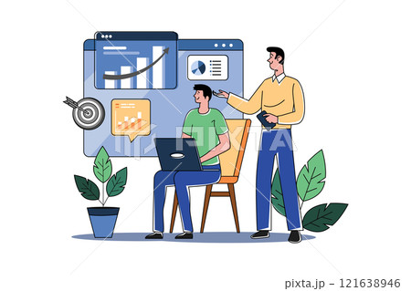 Analysis Report Illustration concept on white background 121638946