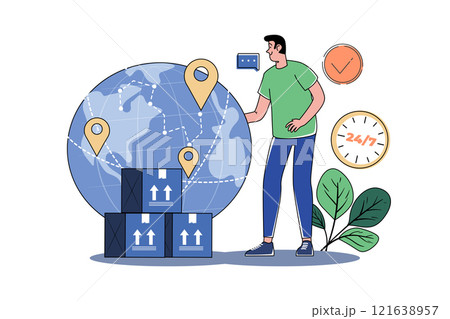 Global Delivery Illustration concept on white background 121638957