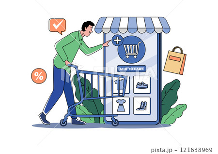 Add to Cart Illustration concept on white background Add to Cart Illustration concept on white background 121638969