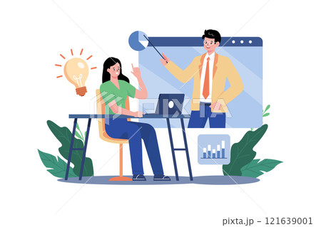 Customer Support And Guide Illustration concept on white background Customer Support And Guide Illustration concept on white background 121639001