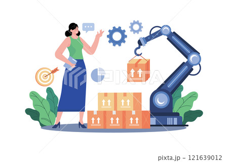 Warehouse Automation Illustration concept on white background 121639012
