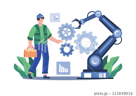 Gadget Production Automation Illustration Concept Gadget Production Automation Illustration Concept 121639018