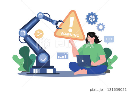 Automatic Machine Giving Warning Illustration concept Automatic Machine Giving Warning Illustration concept 121639021