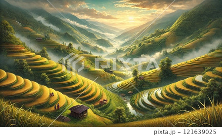 世界一美しいベトナム北部ムーカンチャイの棚田 世界一美しいベトナム北部ムーカンチャイの棚田 121639025