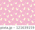 猫のかわいい北欧風パターン_ピンク 121639159